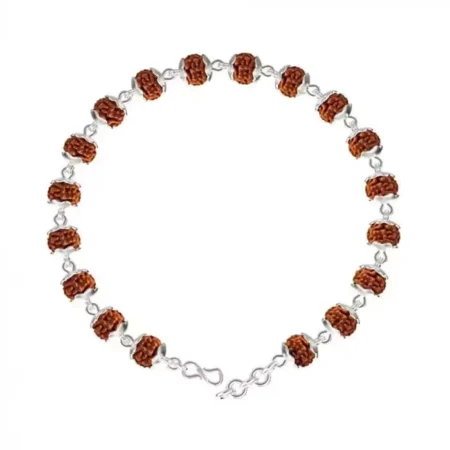 5 Mukhi Rudraksha Silver Bracelet