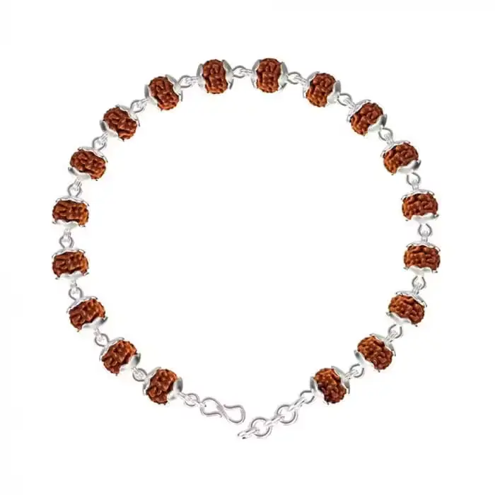 5 Mukhi Rudraksha Silver Bracelet